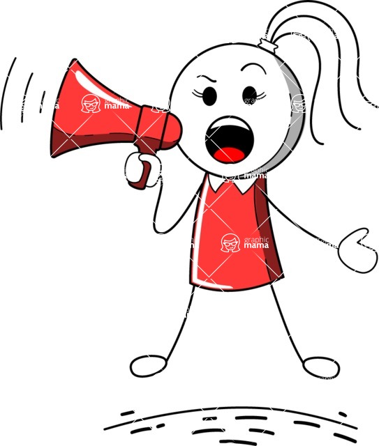 Stickman Vector Graphics - Vector Stickwoman Character Yelling